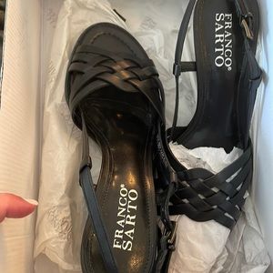 Franco Sarto  black leather open toe sandal